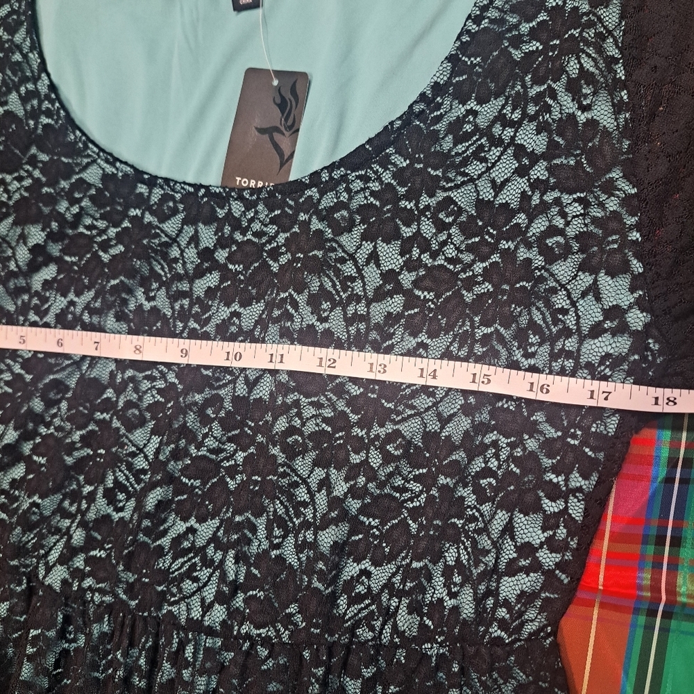Torrid Black and Teal Lace Dress - Picture 4 of 9